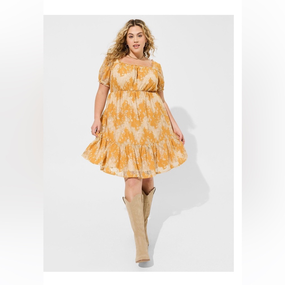 TORRID Two Tone Lace Tiered Babydoll Dress